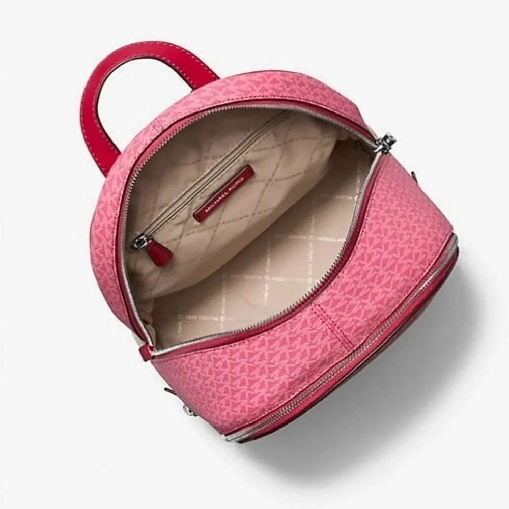 Michael Kors Raspberry Multi Rhea Backpack Nwt. In Bag. - Picture 2 of 4